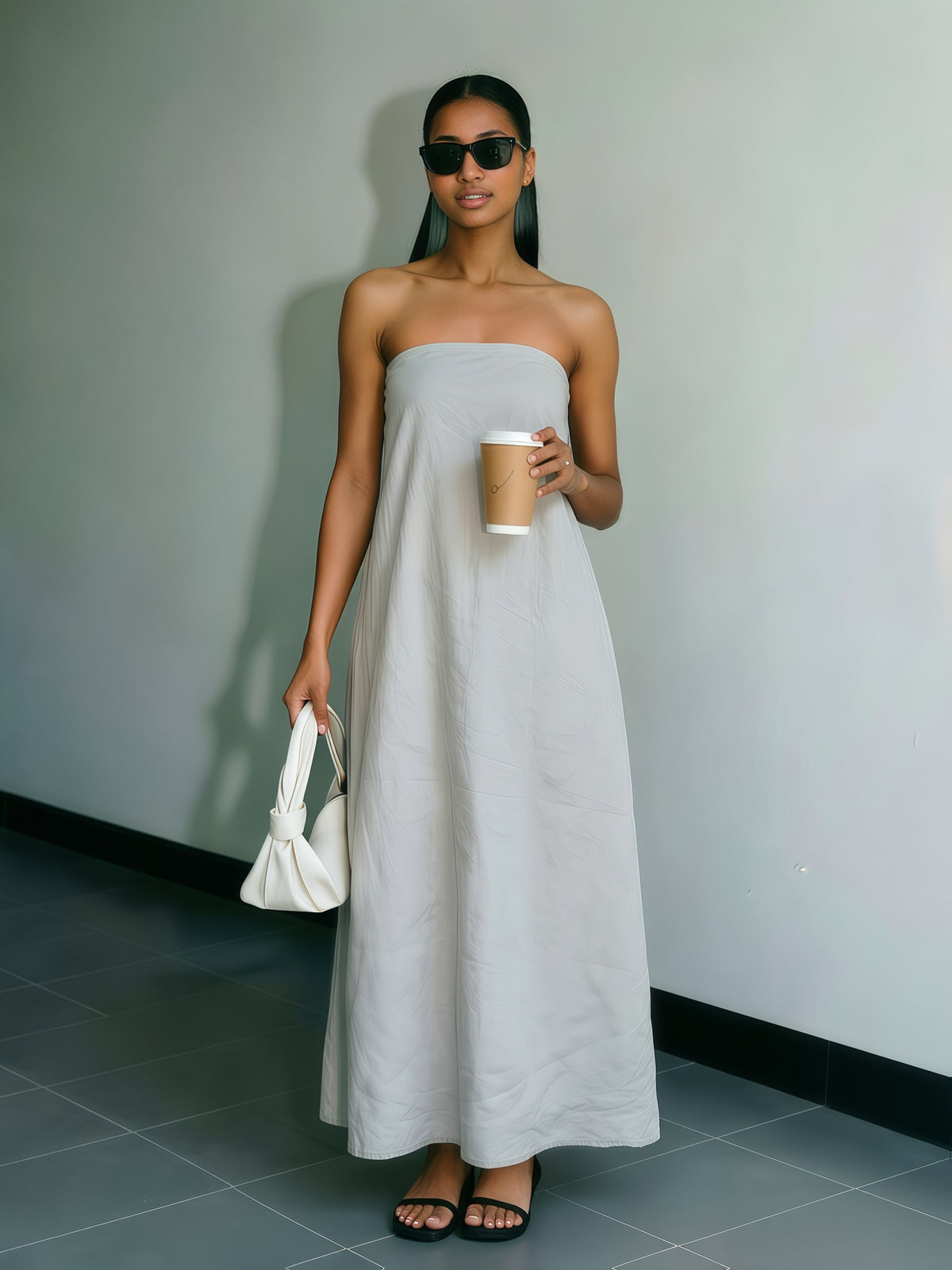 Women's Linen Beach Sundress Backless Sleeveless Wrap High Waist A-Line Flowy Casual Summer Vacation Dress