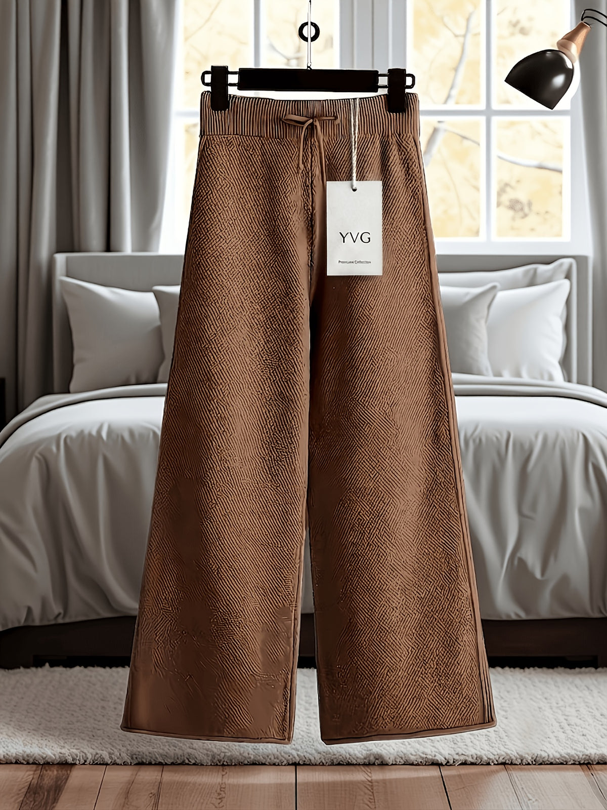 Waffle Texture Two-Piece Set Women Long Sleeve Hoodie High Waist Wide Leg Pants Casual Loose Retro Fall Tracksuit Set S-XXL