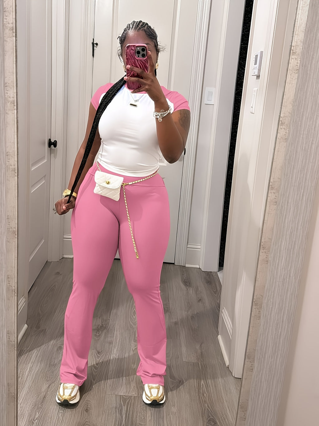 Women's 2 Piece Sweat Set Crop Top High Waist Wide Leg Sweatpants Casual Athleisure Outfit S-XXL Sea Blue Grey Pink Orange