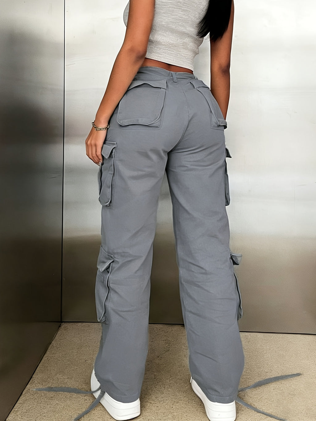 Women's Y2K Cargo Pants Multi-Pocket Street Style Wide Leg Trousers Retro Washed S-XXL | Mira Roam