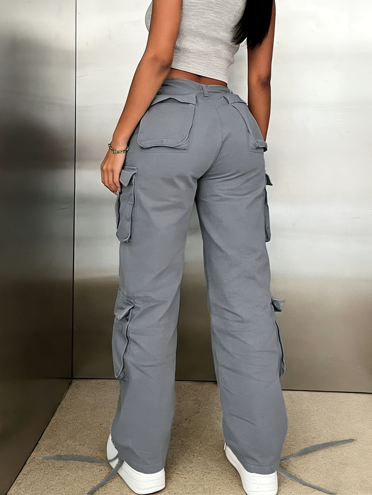 Women's Y2K Cargo Pants Multi-Pocket Street Style Wide Leg Trousers Retro Washed S-XXL | Mira Roam