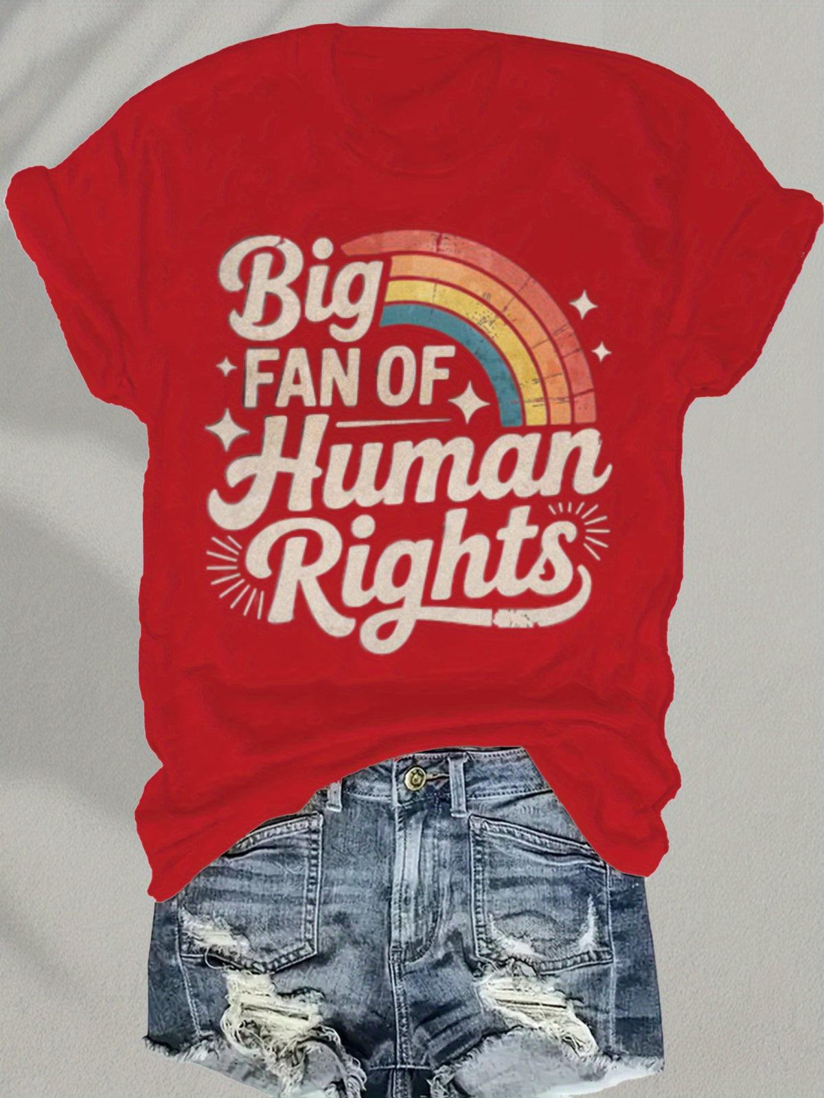 Rainbow Pride Statement Graphic T-Shirt Women Short Sleeve Crew Neck Retro Font Human Rights Street Fashion Casual Tee S-XXL