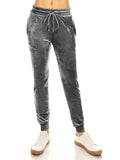 Velvet Jogger Pants for Women – Super Soft Warm Fall Winter Yoga Leggings, 92% Polyester High Stretch Drawstring Waist, Casual Cropped, 3 Colors S-XL