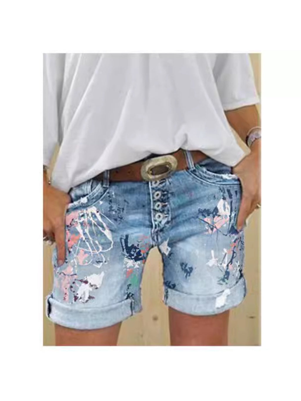 High Waist Slim Denim Shorts Women Button Fly Stretch Casual Summer Dark Blue Grey Light Blue S M L XL