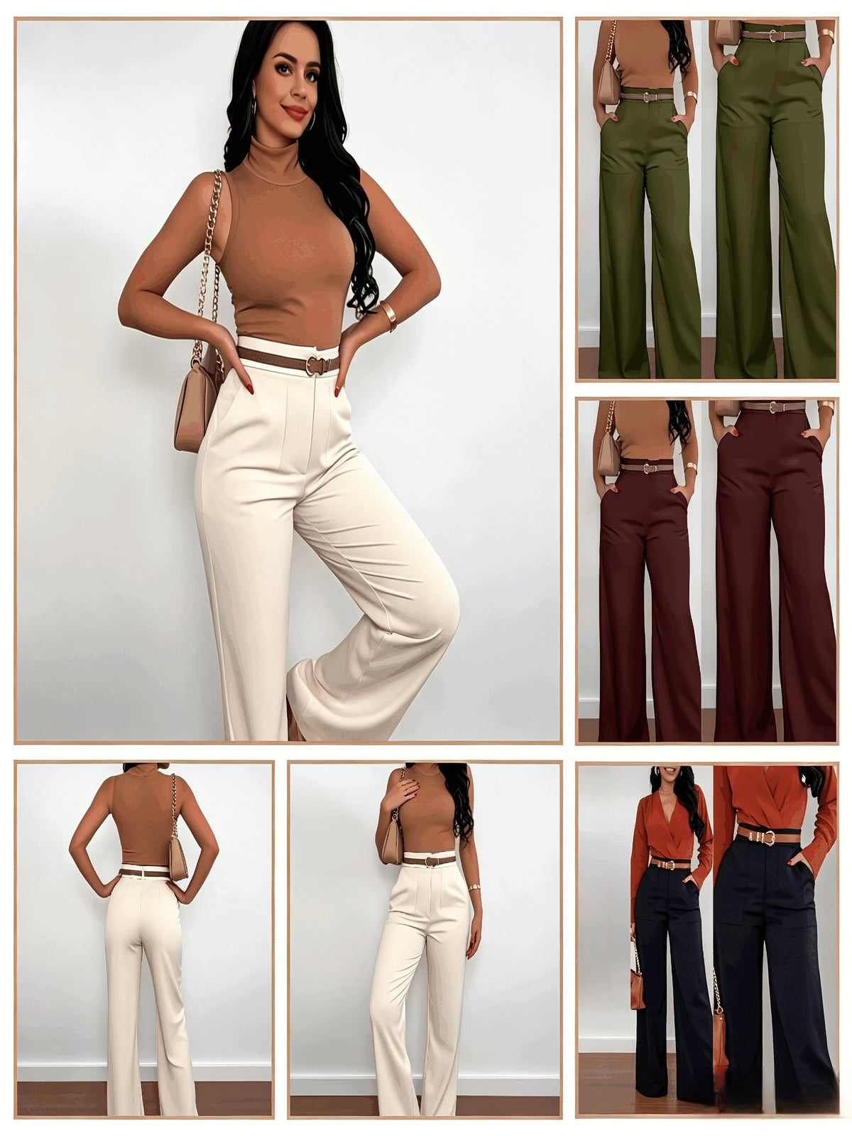 Wide Leg Dress Pants Women High Waist Elegant Suit Trousers with Pockets Casual Office Work Polyester Long S-XXL