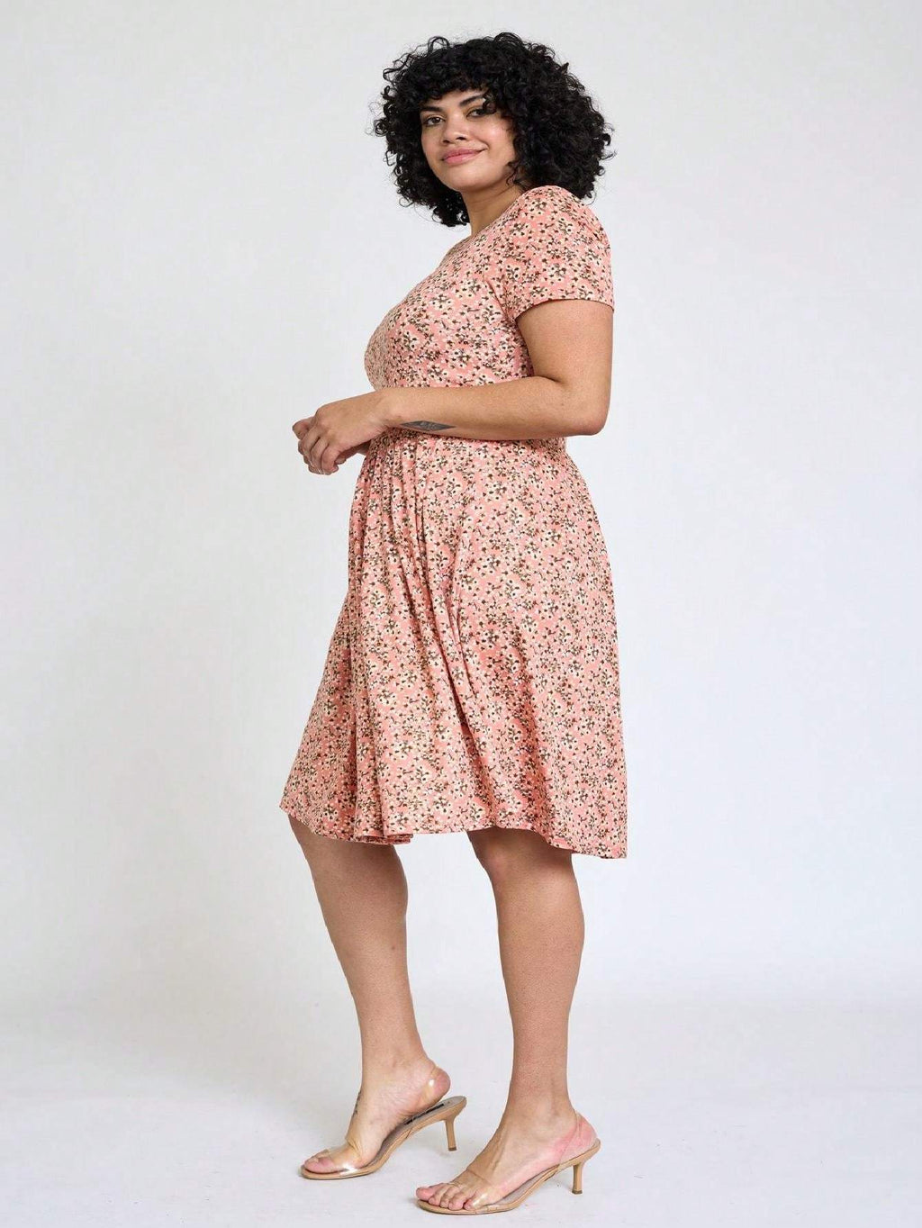 Paisley Floral Swing Dress Women Chevron Stripe Patchwork Pleated Square Neck Elastic Waist Midi Casual Plus Size S-3X