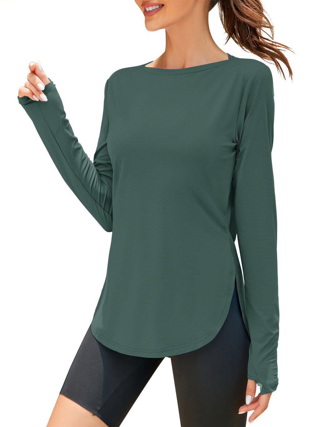 UPF 50+ Long Sleeve Shirt Women Lightweight Sun Protection Workout Athletic Outdoor Running Top Quick Dry S M L XL XXL