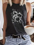 Print Tank Top Women Casual Crew Neck Sleeveless Summer Tee Graphic Top