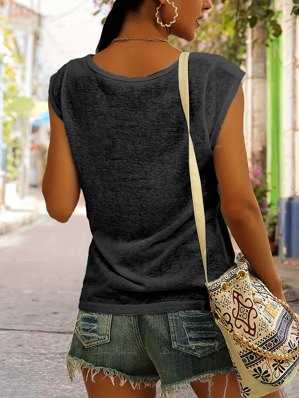 Graphic Print Tank Top Women V-Neck Hippie Rock Boho Sleeveless Summer Casual Vest Top 7 Colors S-XXL
