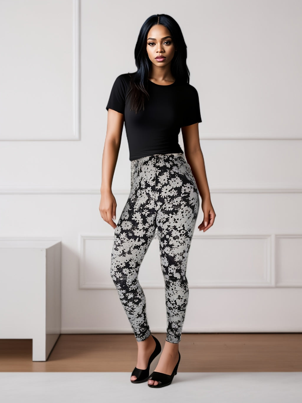 Printed Pattern Leggings for Women – No See-Through High Stretch 92% Polyester Super Soft, 9 Colors One Size, Casual Sexy Fashion Bottoms