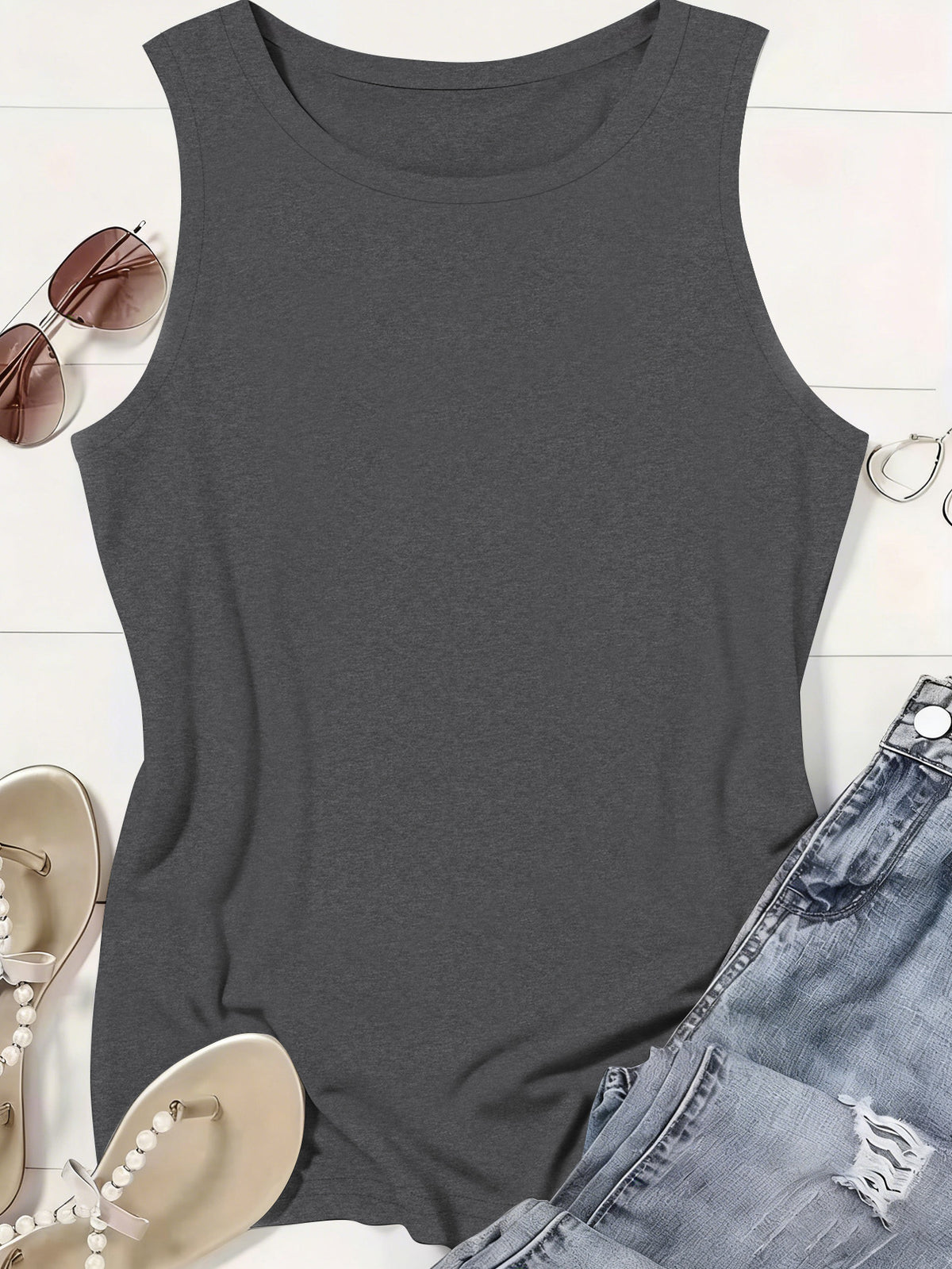 Rose Print Round Neck Tank Top for Women - Floral Poison Rose Fashion Sleeveless Blouse Vest, Breathable Casual Summer Top for Everyday Outfits & Layering