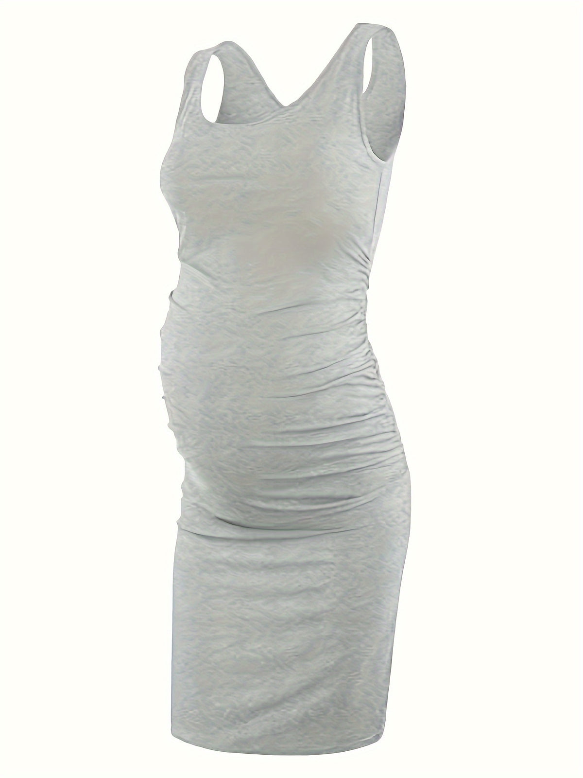 Maternity Dress Sleeveless Women Summer Side Ruched Scoop Neck Pregnancy Bodycon Casual Dress Soft Jersey Mama Clothes