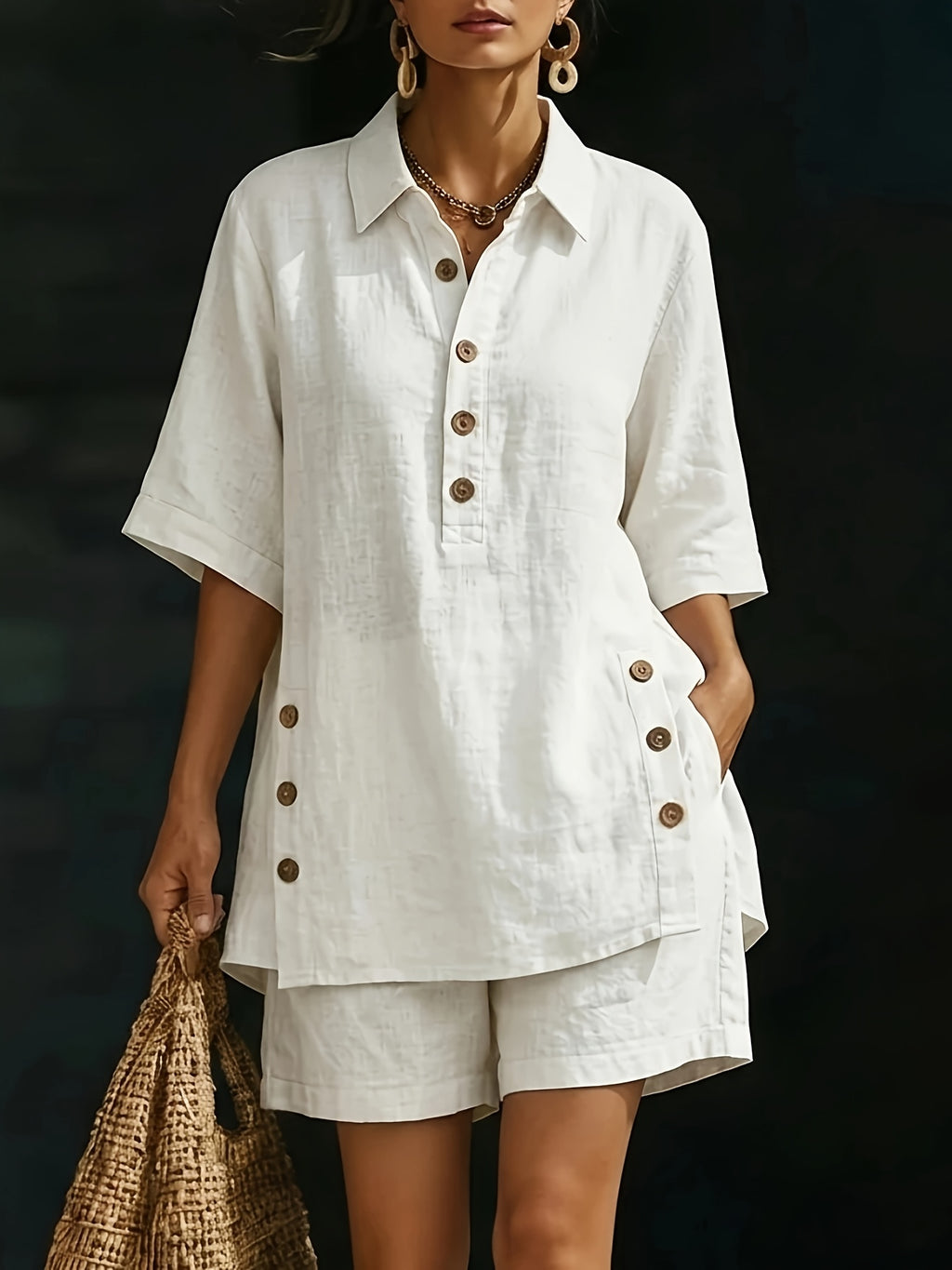 2 Piece Set Women Short Sleeve Shirt Loose Trousers Spring Summer Casual Matching Outfit Coord Set Wide Leg Pants S-XXL