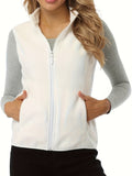 Women's Sleeveless Zip Vest Jacket Lightweight Warm Soft Zipper Pockets Casual Outdoor Layering Vest S-XXL