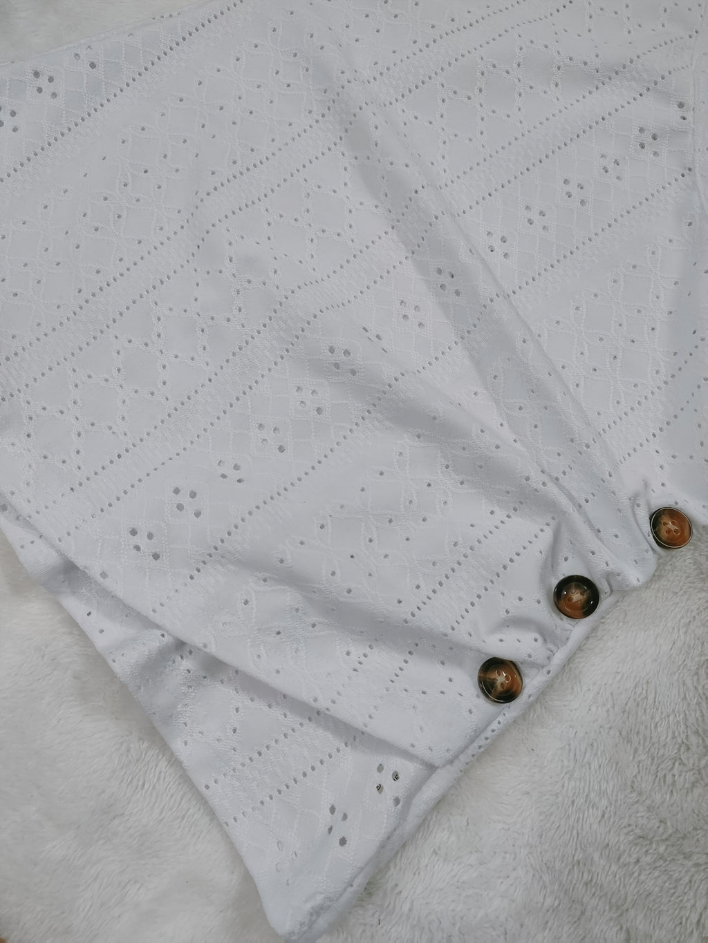 Women's V Neck Eyelet Embroidery Tank Top Lace Blouse Sleeveless Ruched Summer Top Boho Button Side Wrap Front Shirt Slim Fit Flattering Daily Beach Office Vacation