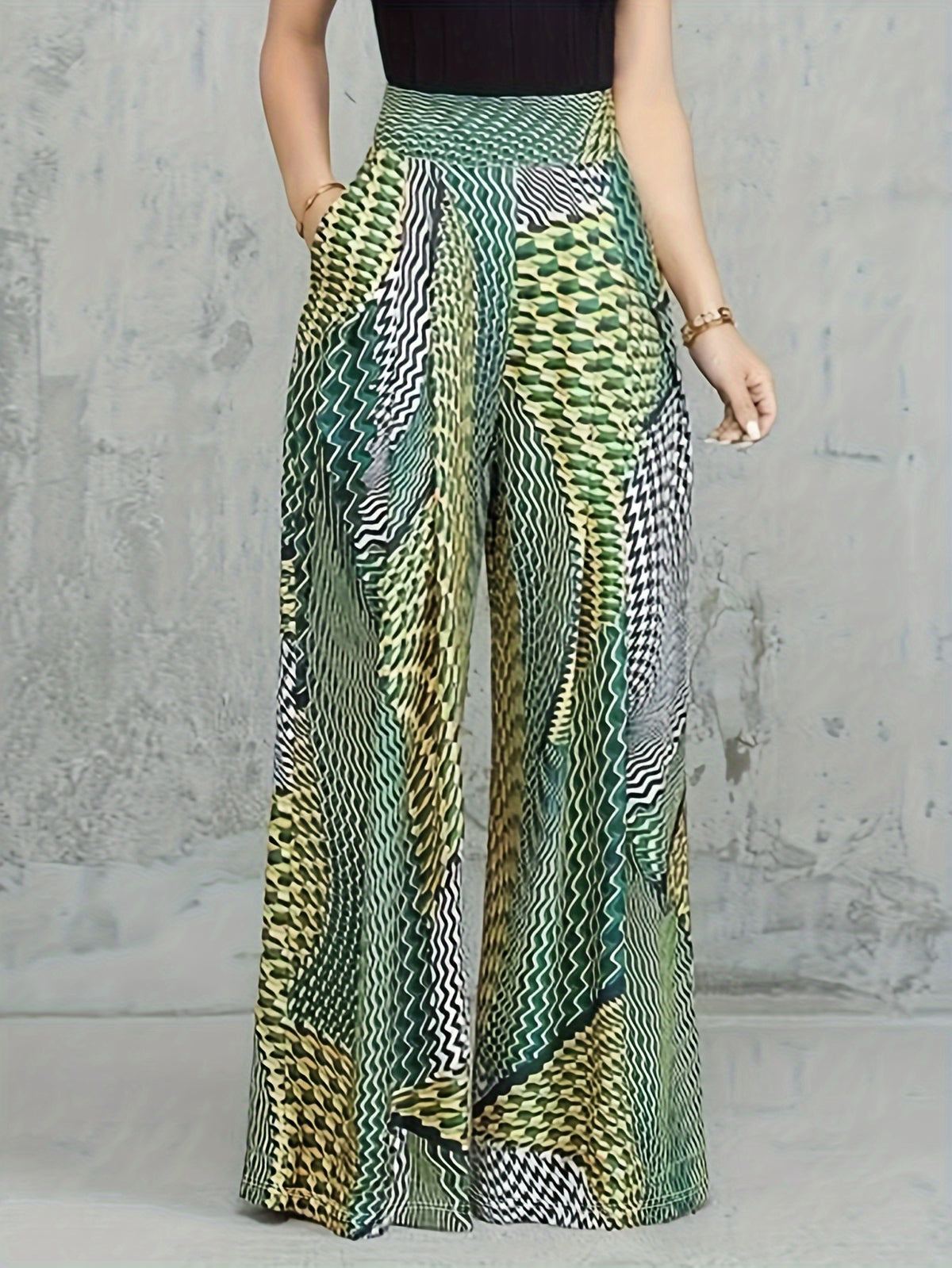 Retro Print Wide Leg Pants Women Loose Fit Long Pants Casual Commute Everyday Wear Violet Blue Mixed Colors S-XXL