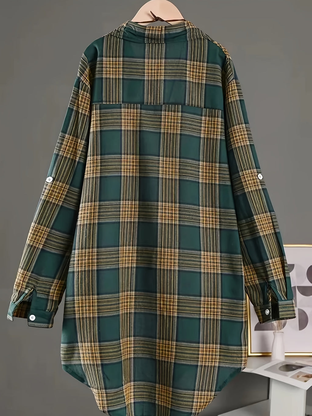 Women's Plaid Shirt Loose Fit Mid-Length All Season Casual Daily Wear Commute Holiday Outing Top