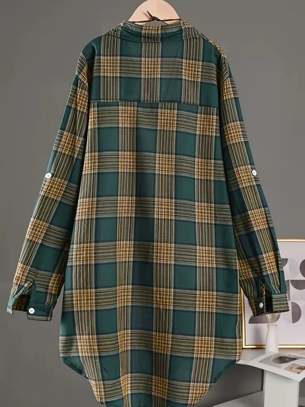 Women's Plaid Shirt Loose Fit Mid-Length All Season Casual Daily Wear Commute Holiday Outing Top