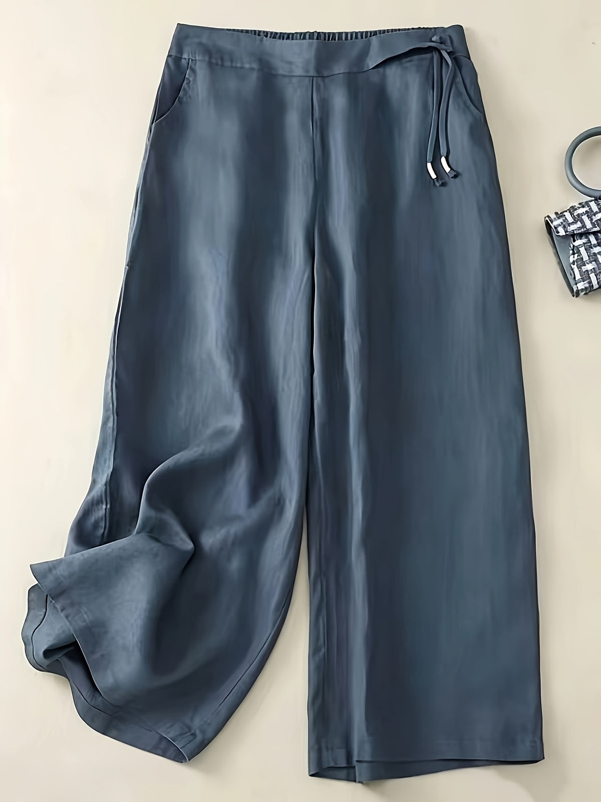 Retro Wide Leg Pants Women High Waist Loose Drape Casual Vintage Style Flowy Trousers Spring Summer Comfortable