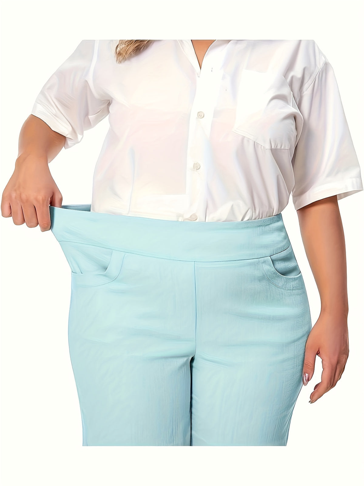 Women High Waist Stretchy Casual Summer Shorts Front Pockets Office Wear Solid Color Spring Fall Multi Colors