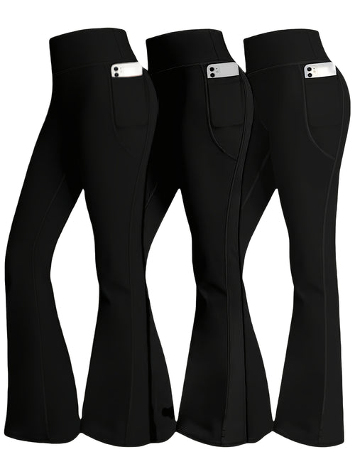 Bell Bottom Flare Leggings Women 3 Pack High Waist Tummy Control Butt Lifting Quick Dry Workwear Casual Flare Pants S-XXL