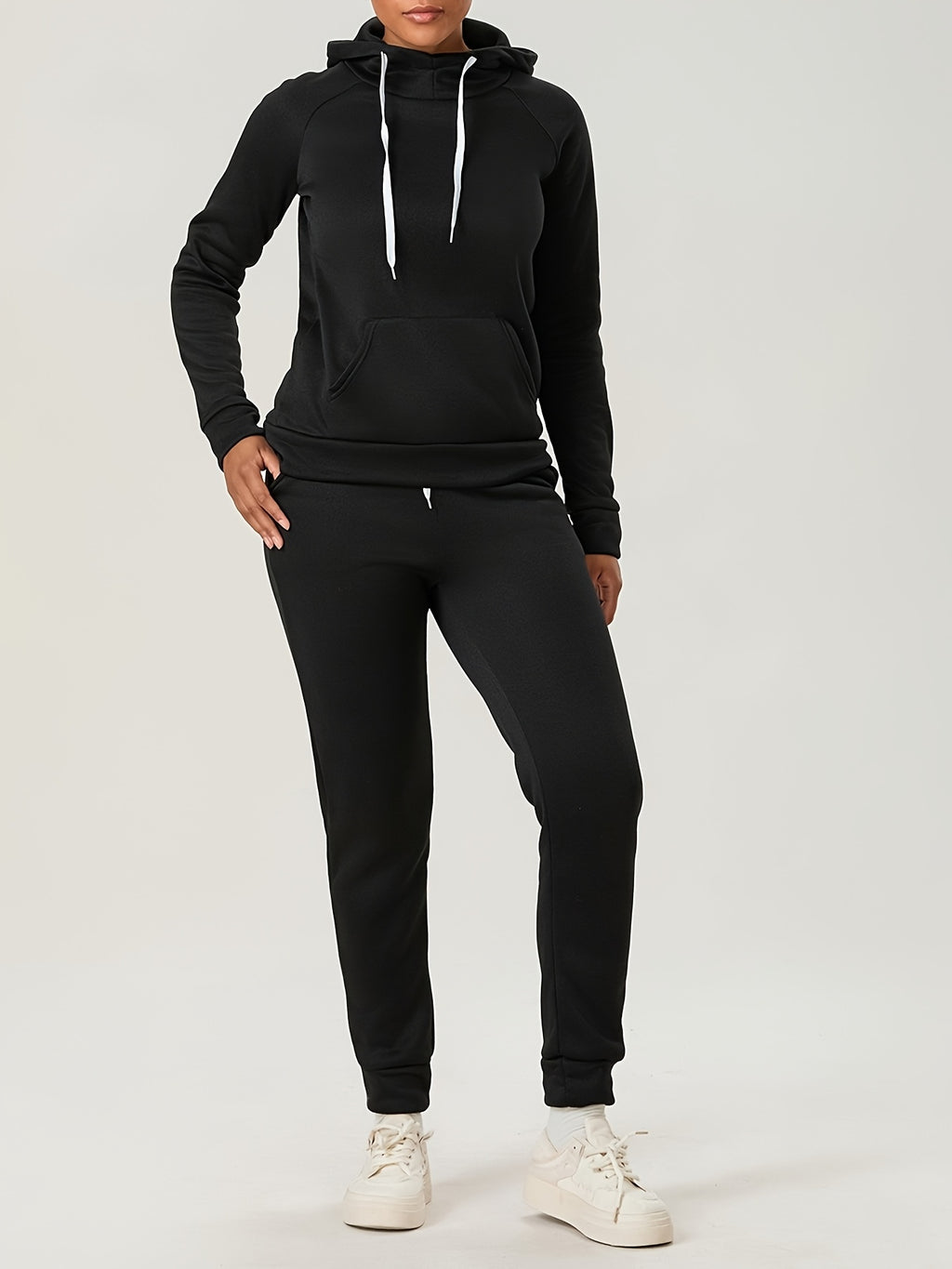 Women's 2-Piece Sweatsuit Set Slim Fit Long Sleeve Hoodie and Drawstring Jogger Pants S-XXL