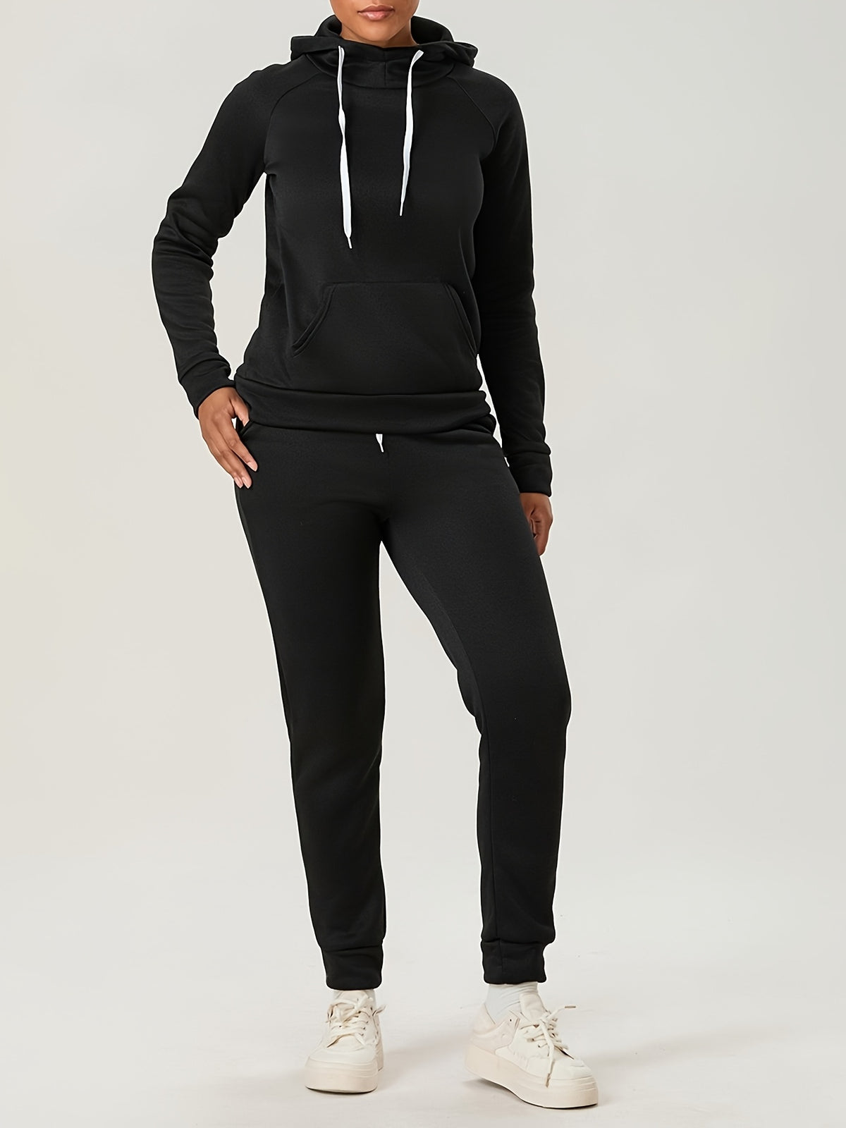 Women's 2-Piece Sweatsuit Set Slim Fit Long Sleeve Hoodie and Drawstring Jogger Pants S-XXL