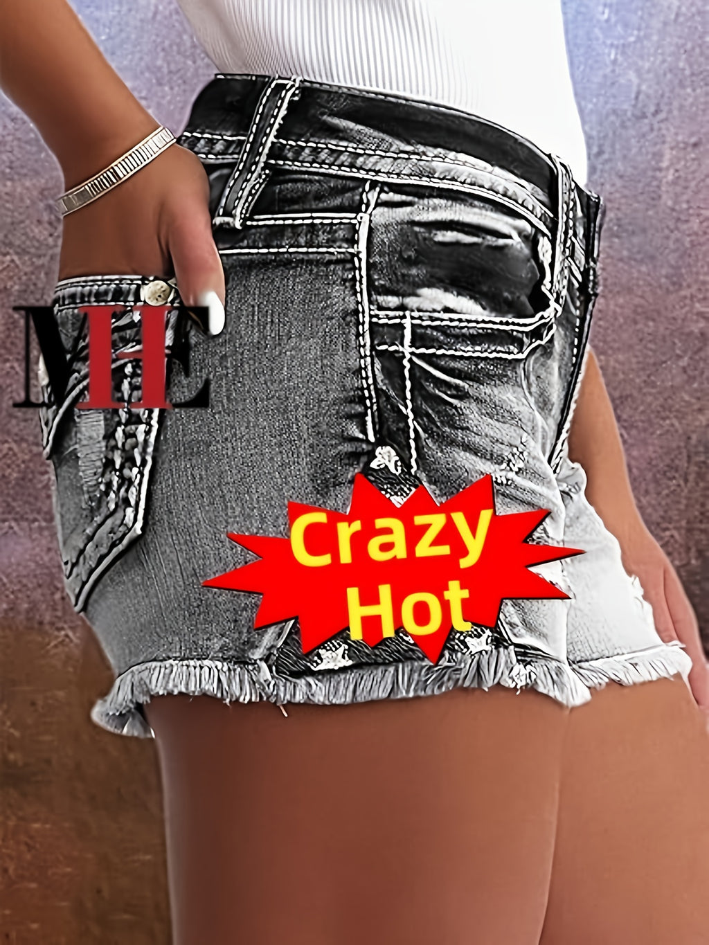 Women's Ripped Black Denim Shorts Mid-Rise Frayed Hem Distressed Casual Summer Jean Shorts | Mira Roam