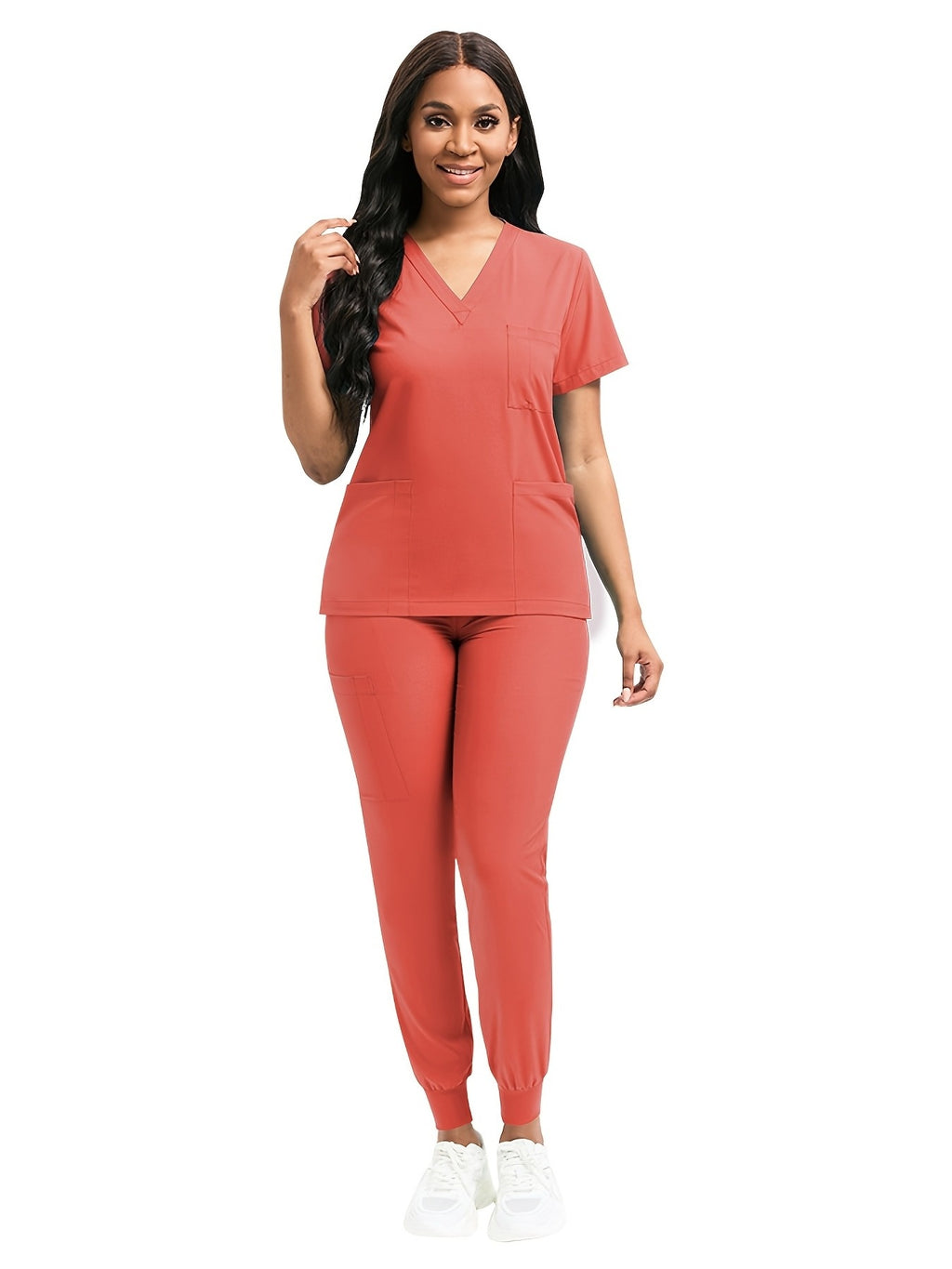 Women Scrub Set V-Neck Top & Jogger Pants 2pcs Nursing Uniform Suit Workwear for Hospital Dental Clinic Pet Clinic | Mira Roam