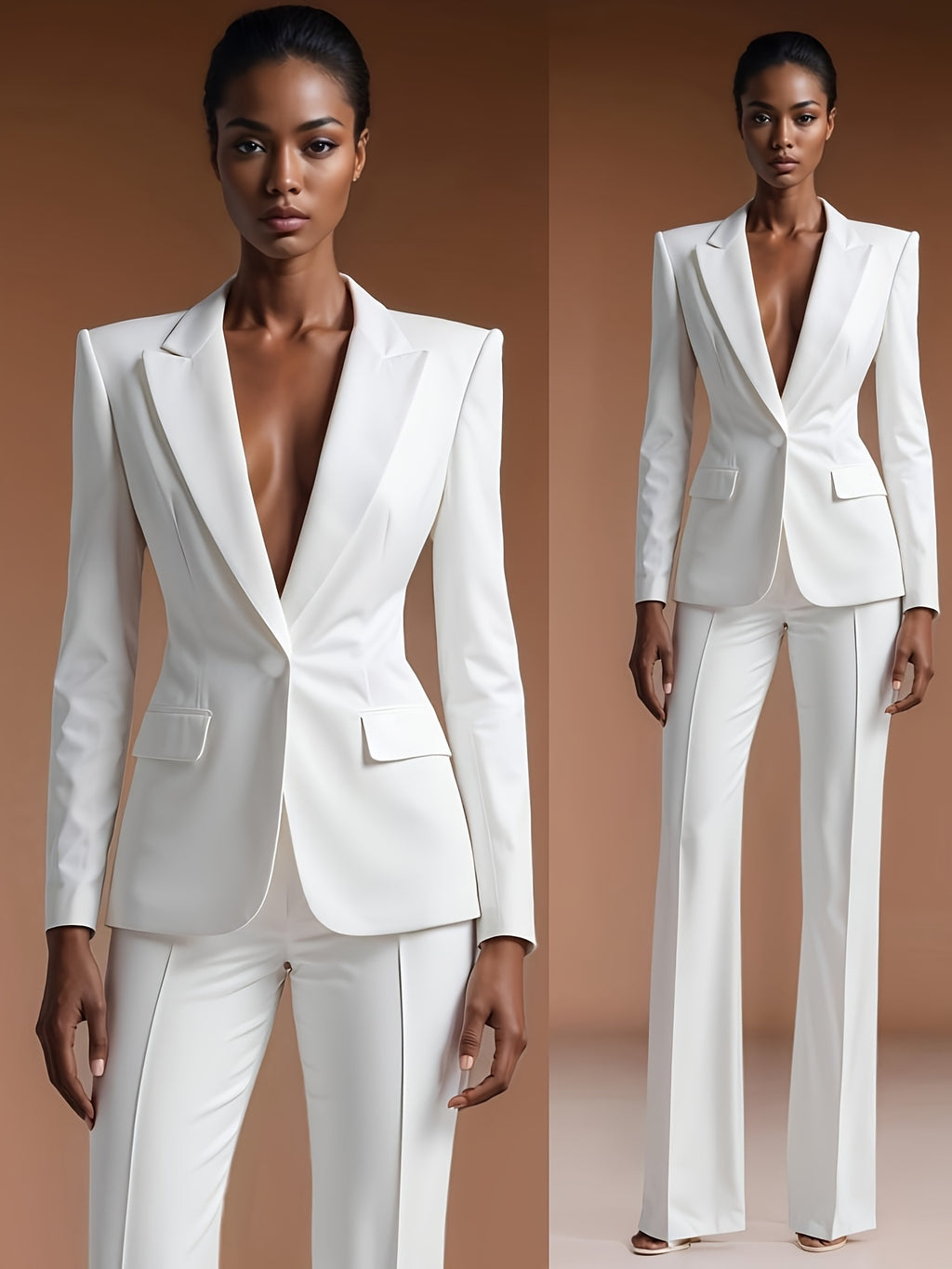 Women's White Blazer and Dress Pants 2-Piece Set Professional Formal Commuting Suit High-End Office Work Outfit Spring 2026