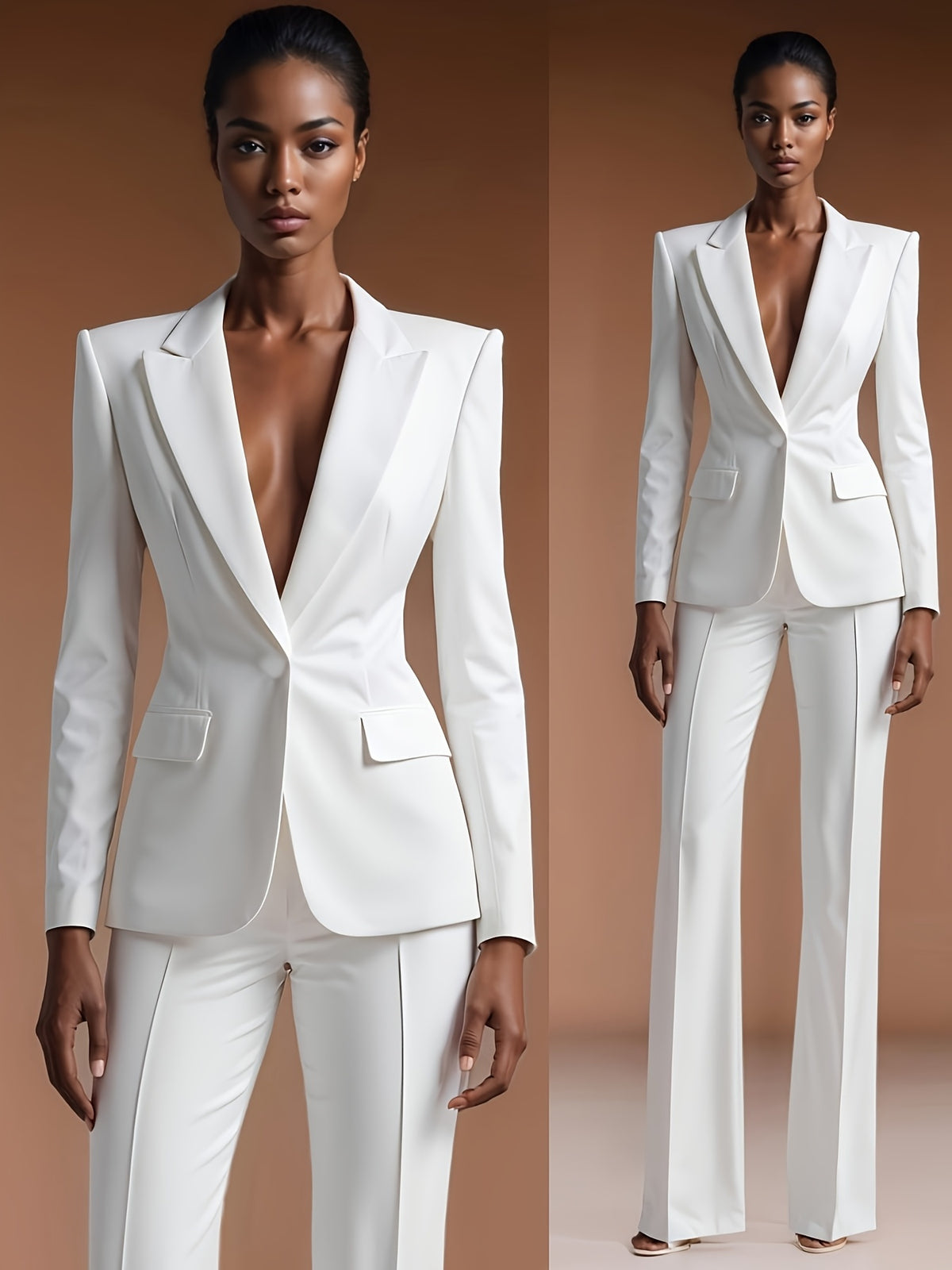 Women's White Blazer and Dress Pants 2-Piece Set Professional Formal Commuting Suit High-End Office Work Outfit Spring 2026