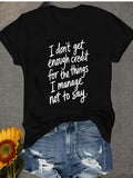 Funny Graphic Tee Women Humorous Quote Cartoon Print Short Sleeve - "I Don't Get Enough Credit" Crew Neck Casual T-Shirt, Breathable Comfortable Fabric, Machine Washable Daily Wear