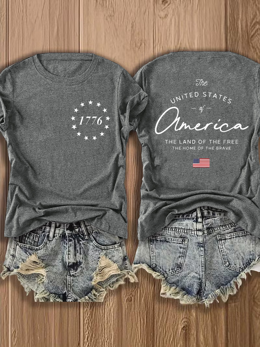 1776 American Flag T-Shirt Women US Patriotic Symbols Short Sleeve Casual Streetwear Blouse 70% Polyester Mid-Stretch Breathable Fourth of July Fall Top S-XXL
