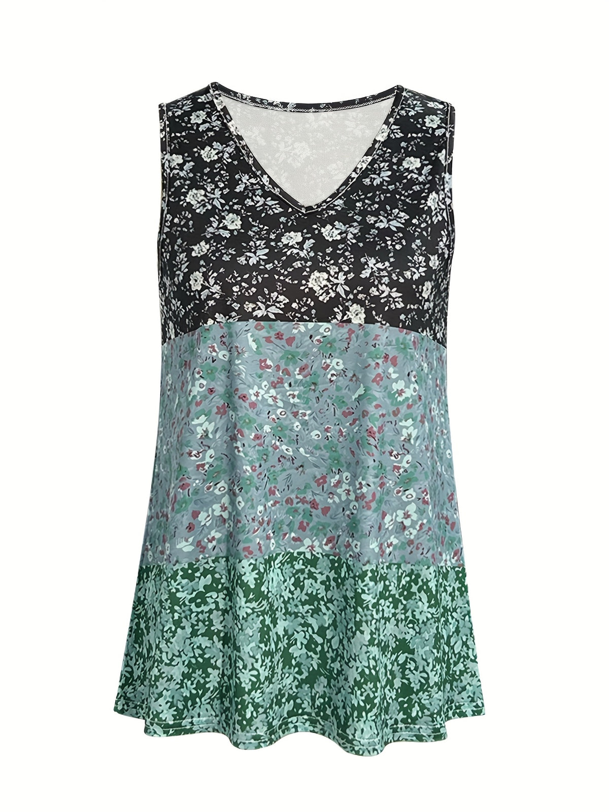 Color Block Floral Print Vest Top Women Sleeveless Casual Vacation Summer Cami Top Trendy Patchwork Blouse Beach Holiday Fashion Top S-XXL