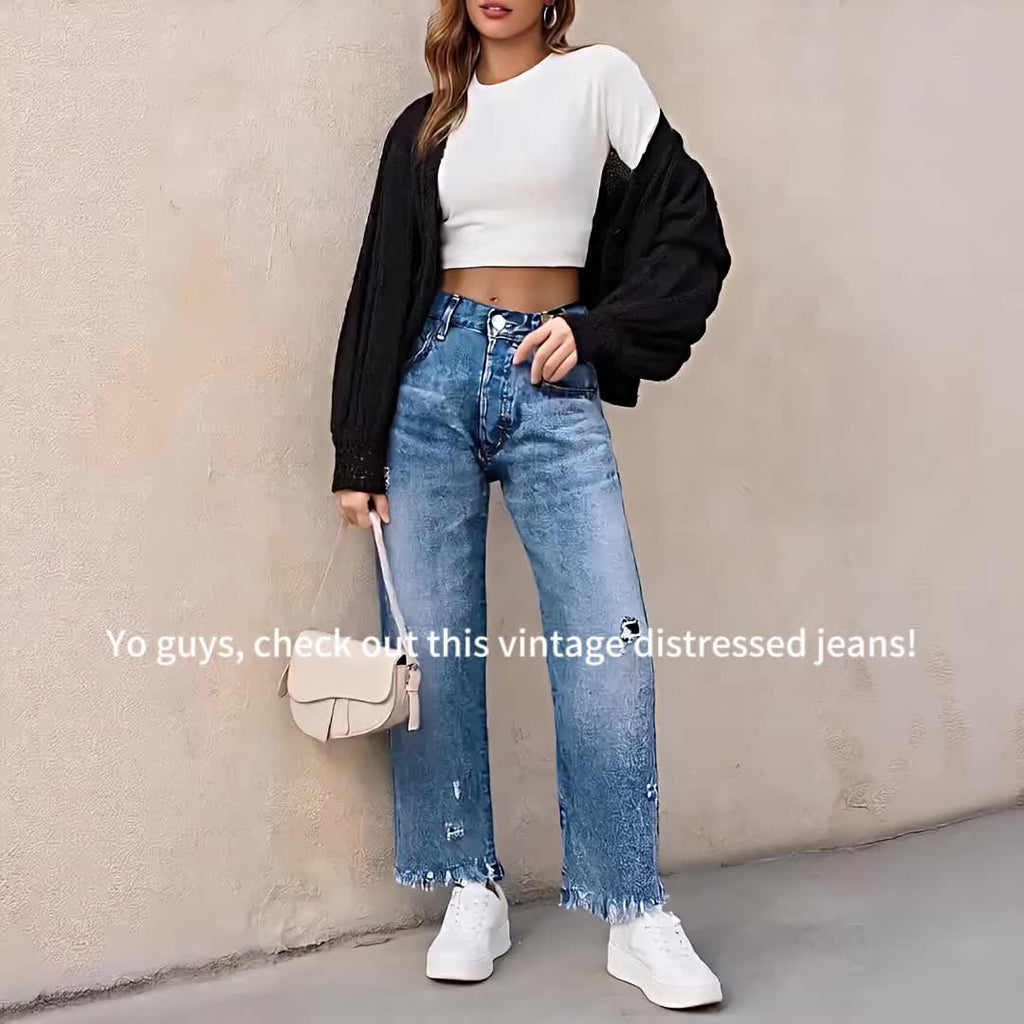 Tassel Hem Slim Jeans for Women Casual Straight Leg Blue Denim Pants All-Match Fringe Trouser Legs Everyday Fashion S-XXL