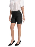 Women High Waist Stretchy Casual Summer Shorts Front Pockets Office Wear Solid Color Spring Fall Multi Colors