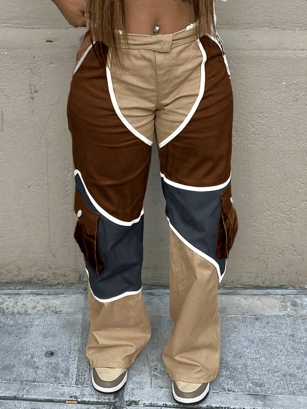 Women's Fashion Long Overalls Casual Bib Pants Khaki Royal Blue Camel XS XL XXL