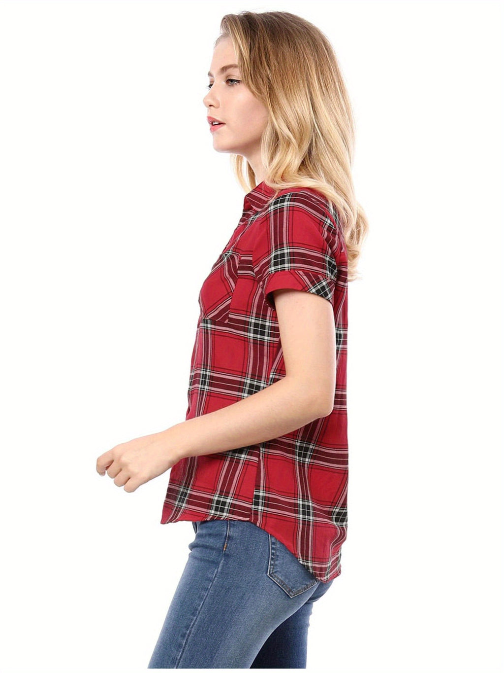 Western Plaid Button Shirt for Women | Classic Flannel Checkered Long Sleeve Top | Casual Country Style Blouse | Machine Washable Women's Plaid Shirt