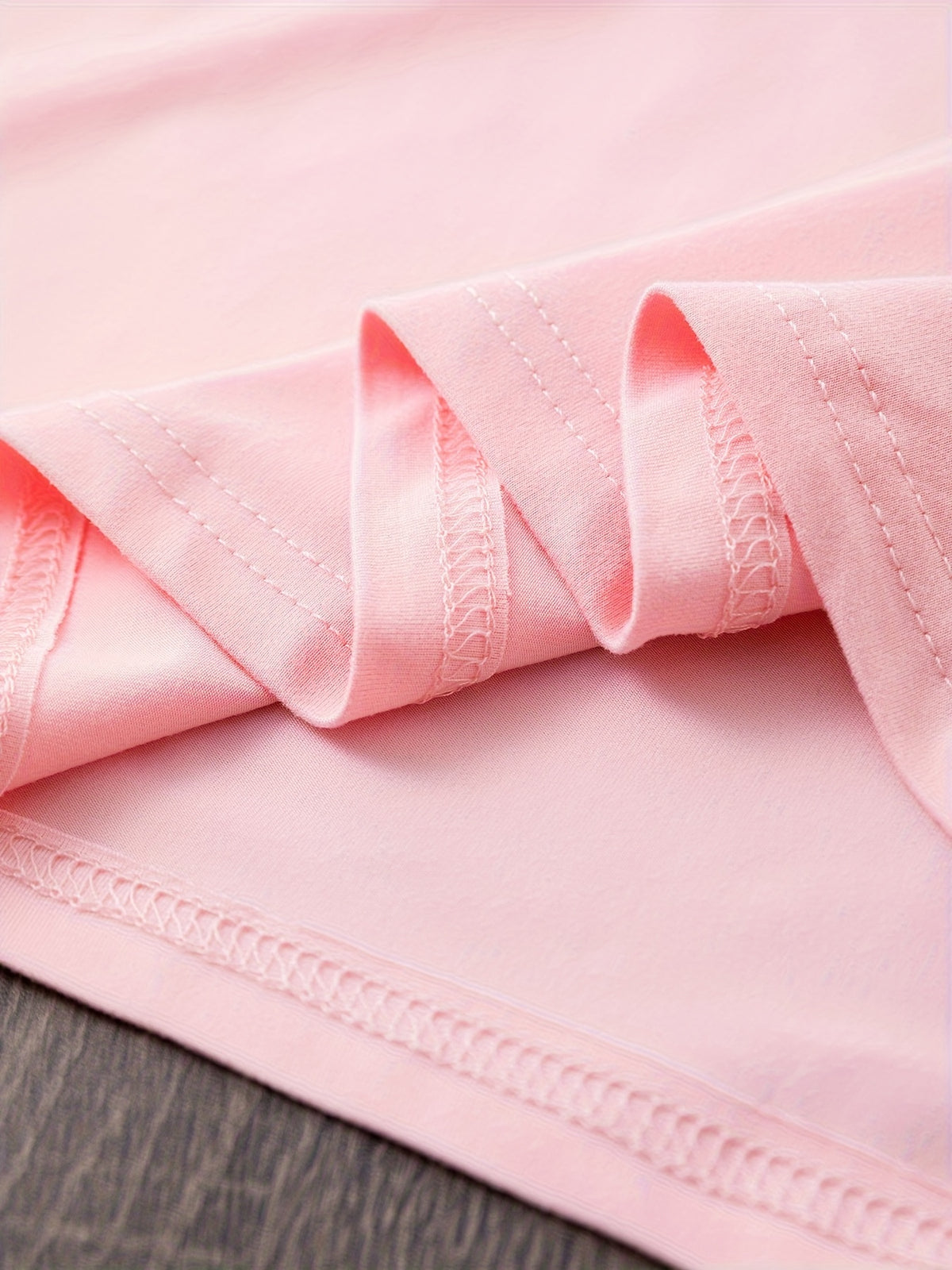 Geometric Letter Print Women T-Shirt Soft Pink Crew Neck Short Sleeve Casual Elegant Top Medium Stretch Spring Summer Fall Machine Washable