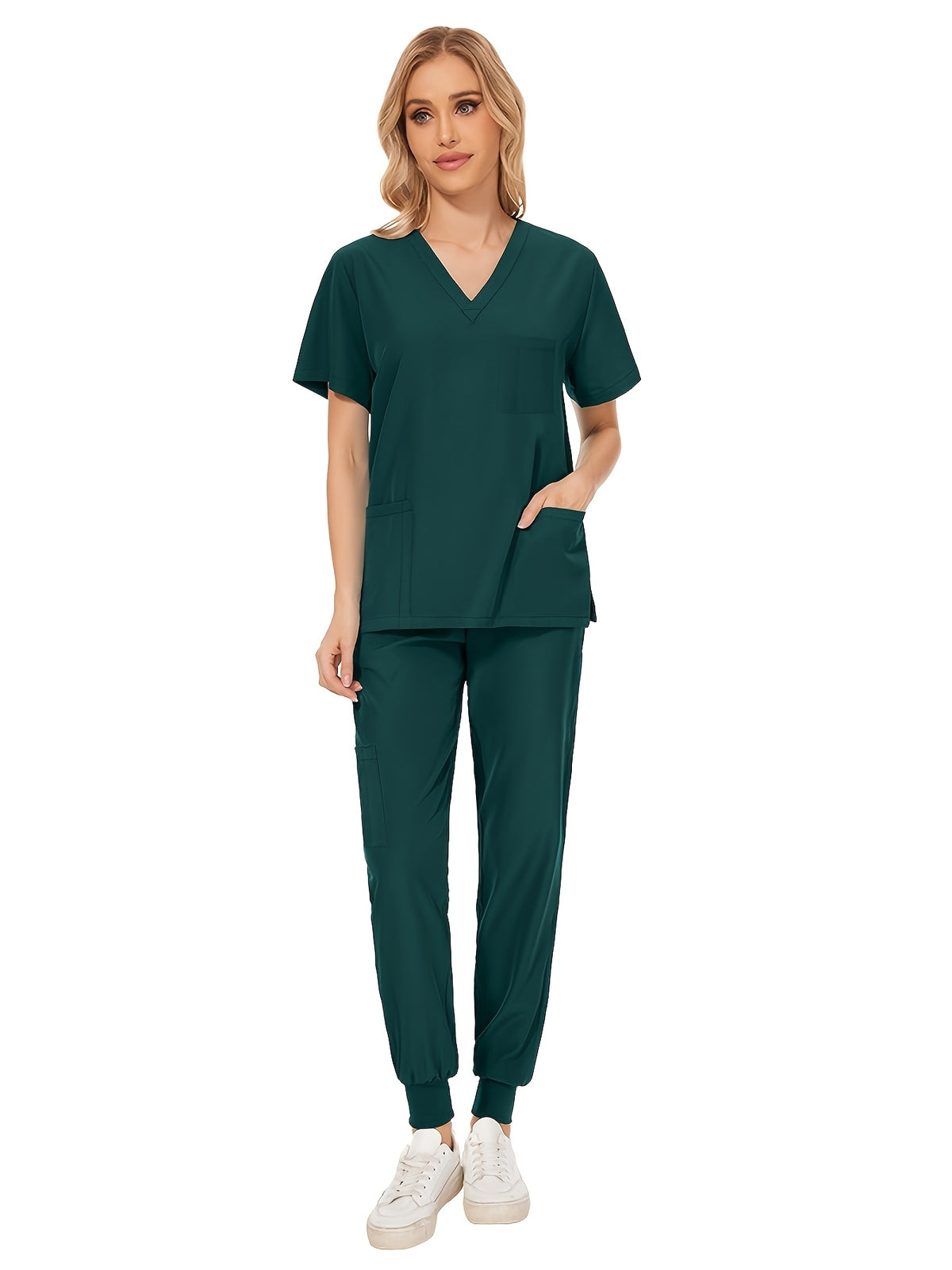 Women Scrub Set V-Neck Top & Jogger Pants 2pcs Nursing Uniform Suit Workwear for Hospital Dental Clinic Pet Clinic | Mira Roam