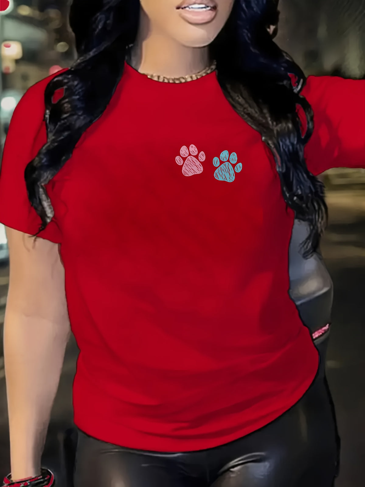 Dog Lover T-Shirt Easily Distracted by Dogs Paw Print Graphic Tee Women Short Sleeve Crew Neck Casual Summer Top Pet Owner Gift Burgundy White Apricot Red