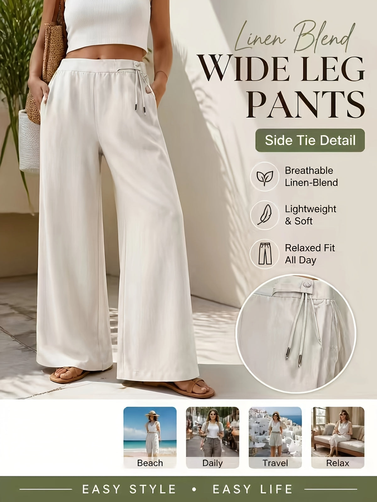 Retro Wide Leg Pants Women High Waist Loose Drape Casual Vintage Style Flowy Trousers Spring Summer Comfortable