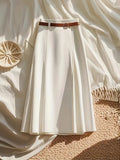 Elegant A-Line Skirt Women Solid Color Slim Fit High Waist Machine Washable All Season Office Casual S-XXL