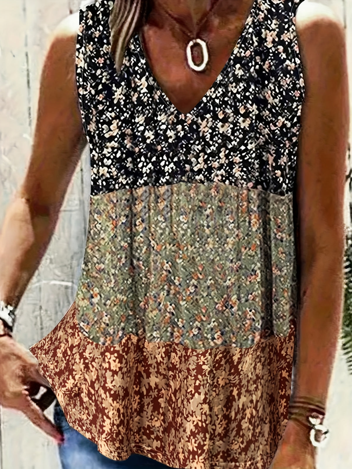 Color Block Floral Print Vest Top Women Sleeveless Casual Vacation Summer Cami Top Trendy Patchwork Blouse Beach Holiday Fashion Top S-XXL