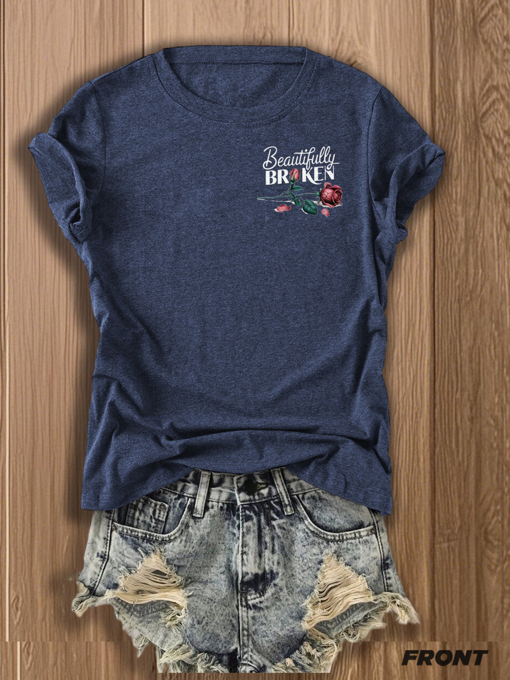 Inspirational Graphic Tee Women Floral Print Double Sided T-Shirt Casual Motivational Blend Top Gift XS-XL