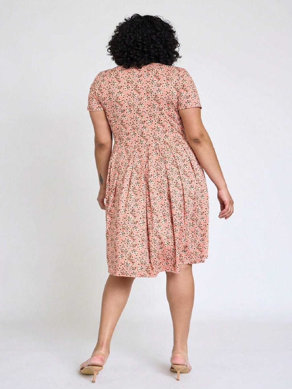 Paisley Floral Swing Dress Women Chevron Stripe Patchwork Pleated Square Neck Elastic Waist Midi Casual Plus Size S-3X