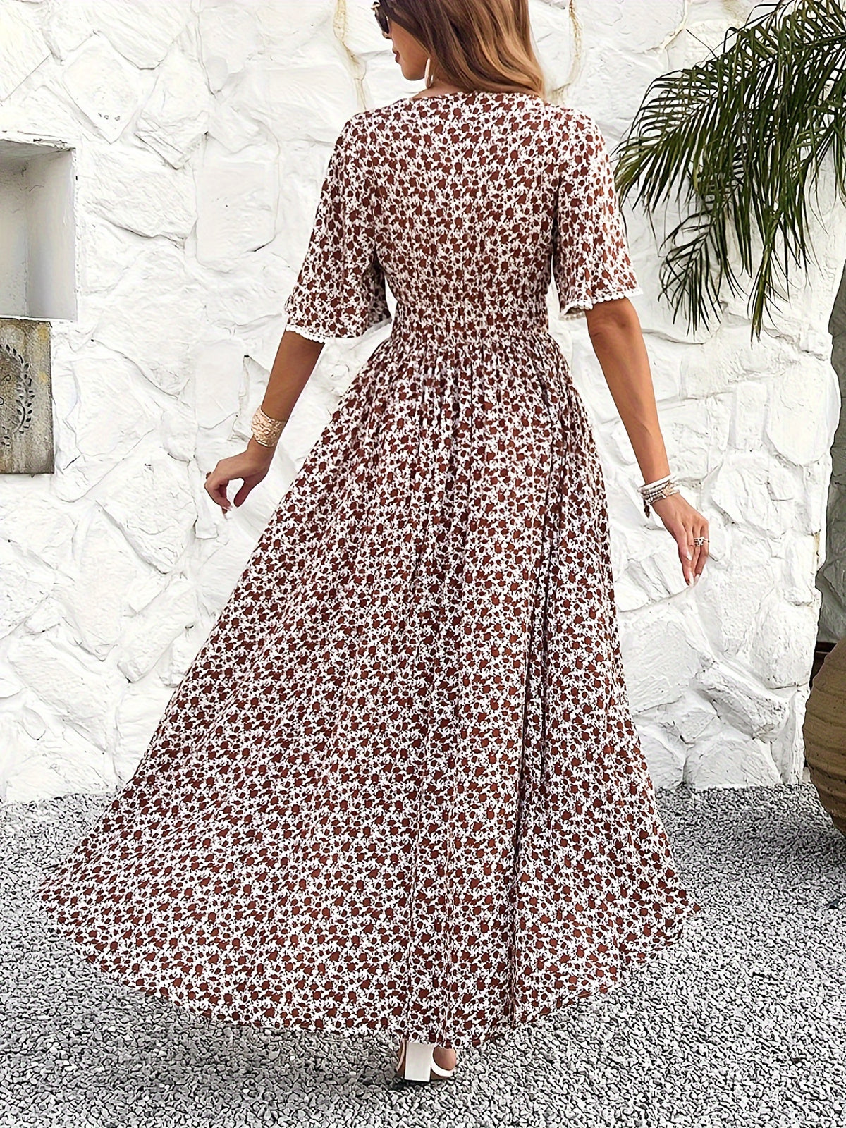 Floral Print V-Neck Tassel Dress Women Elegant Viscose Boho Midi Dress for Party Vacation S-XXL