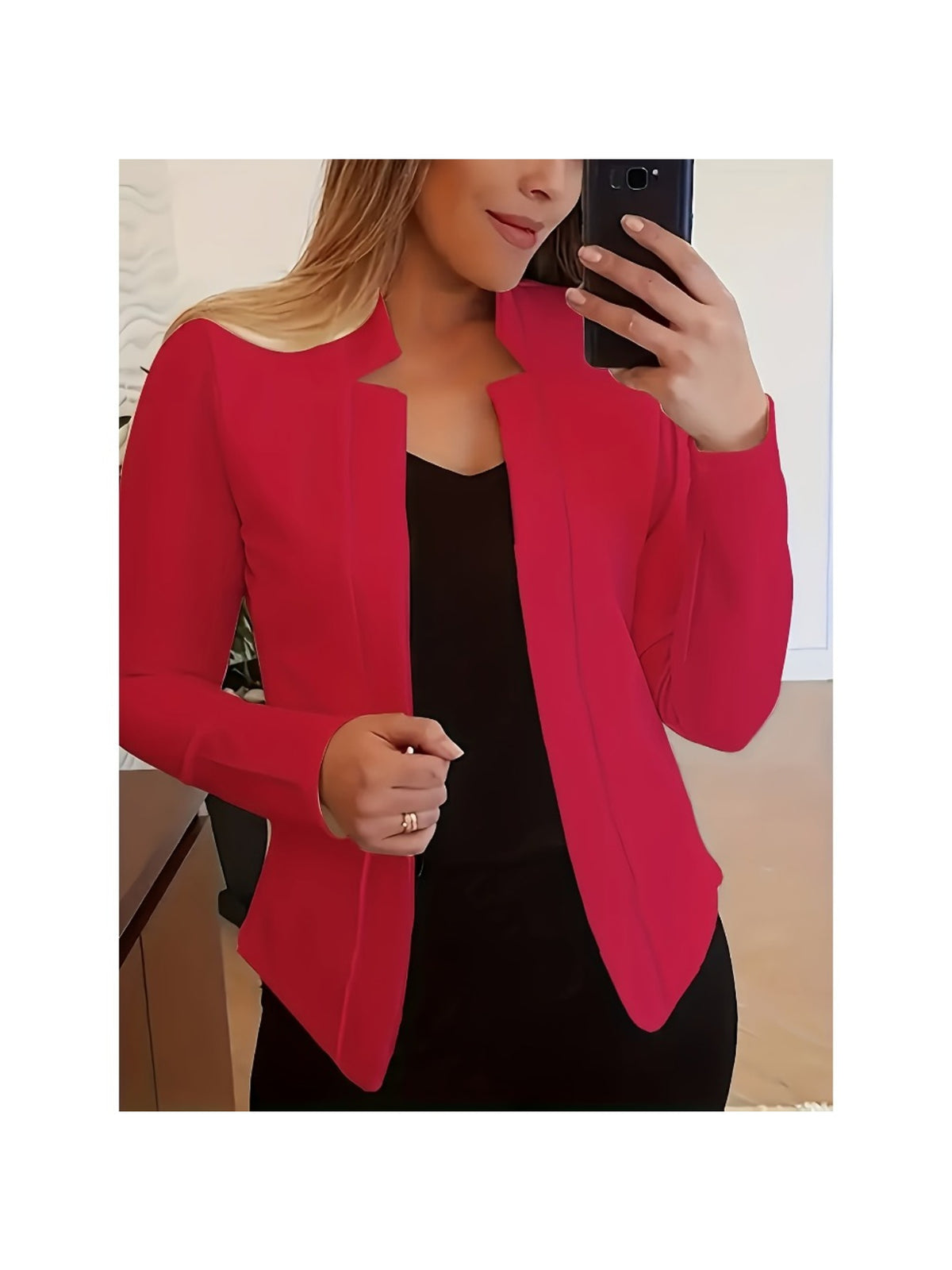 Women Elegant Button Jacket Middle Eastern Style Soft Pastel All-Season Easy Care Lightweight Coat White Red Black S-XXL