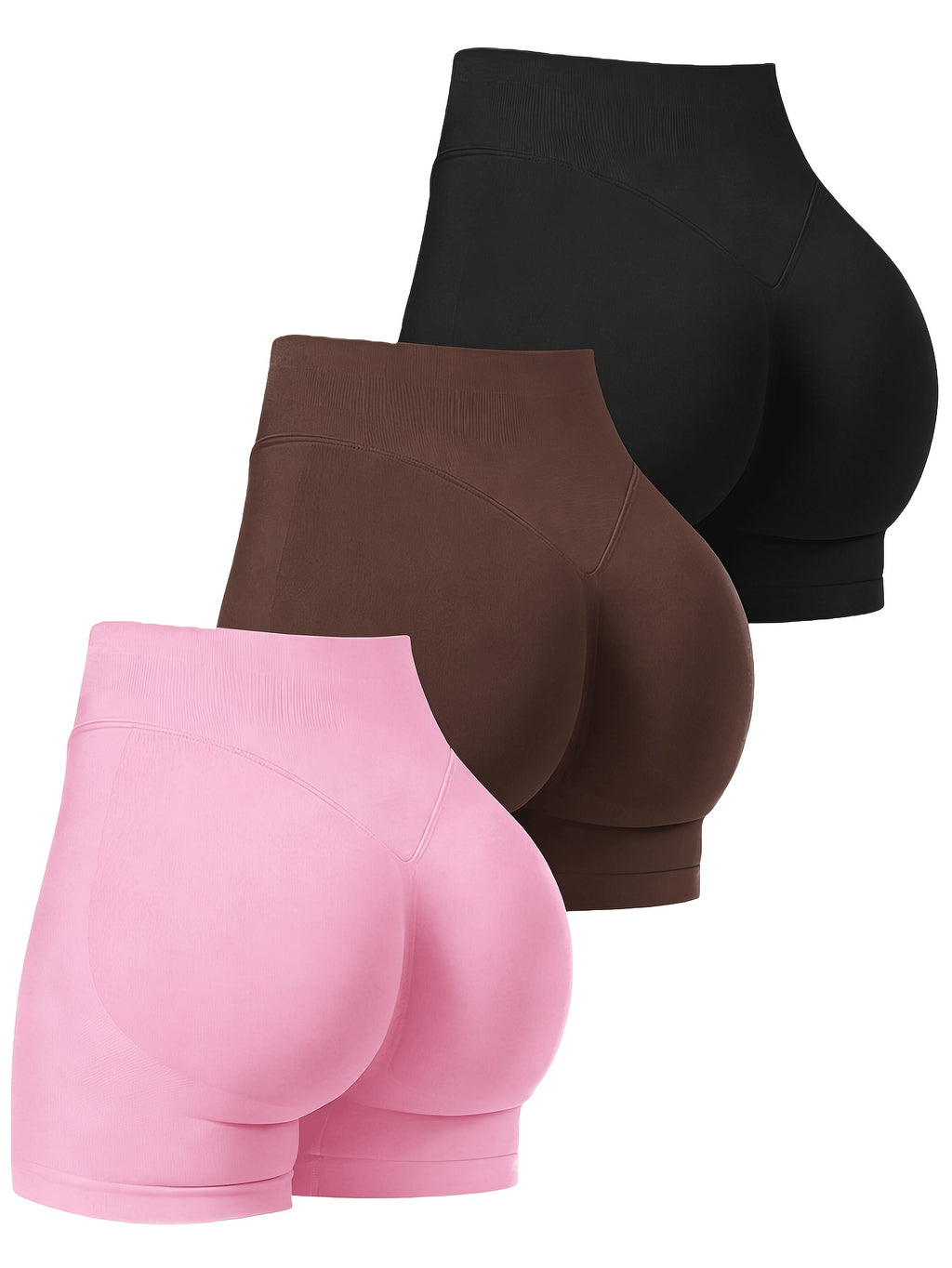 High Waist Booty Shorts Women 3-Pack Stretch Exercise Hot Shorts Sexy Solid Color Four Seasons Casual Gym Workout