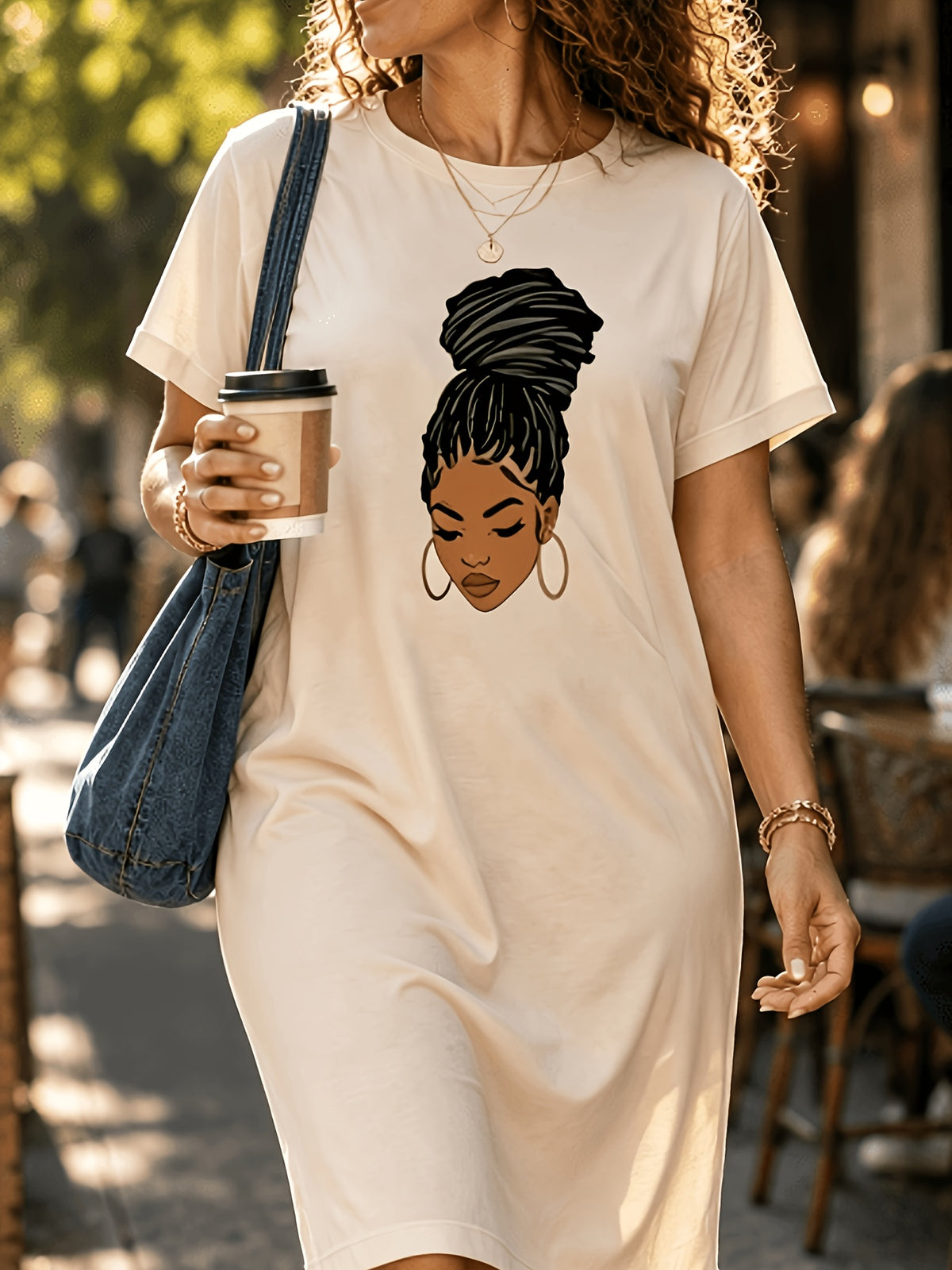Plus Size Casual Summer Dress for Women - Black Magic Graphic Print, Loose Fit Short Sleeve Lightweight Dress, Sizes 1XL-5XL